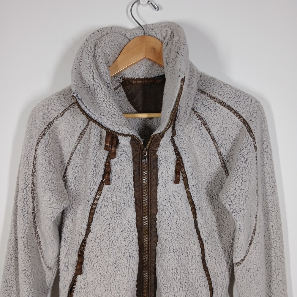 Kuhl Flight Fleece Jacket Womens S Oatmeal Brown Polyester Full Zip Thumbhole - Picture 3 of 11